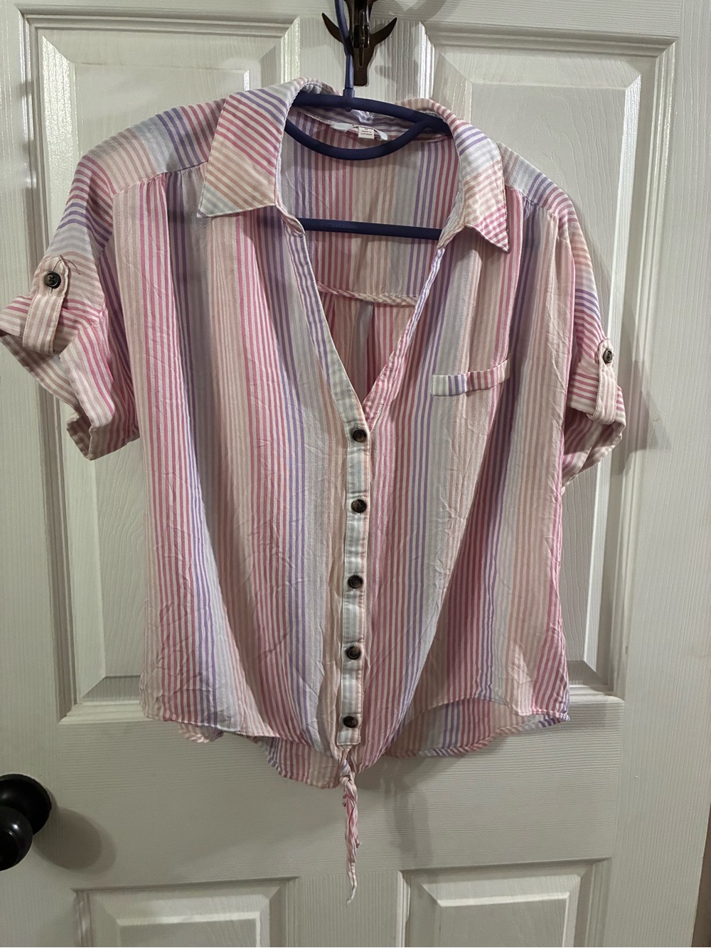 Candie’s Women’s Medium Striped Button Up Blouse